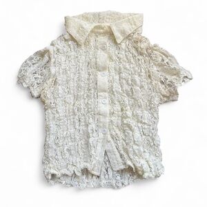 Cream button down Shirt, ruffle